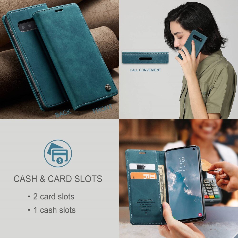 Slim Lompakkokotelo Samsung Galaxy S10 Sininen