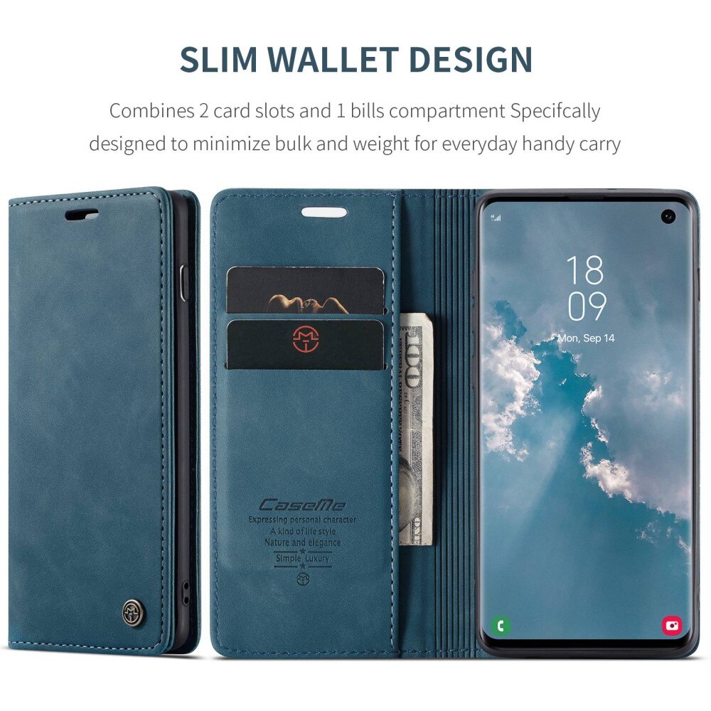 Slim Lompakkokotelo Samsung Galaxy S10 Sininen