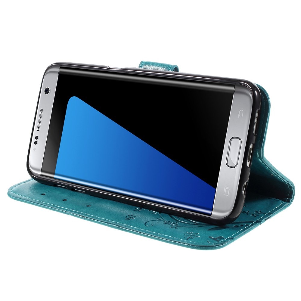 Nahkakotelo Perhonen Samsung Galaxy S7 Edge sininen
