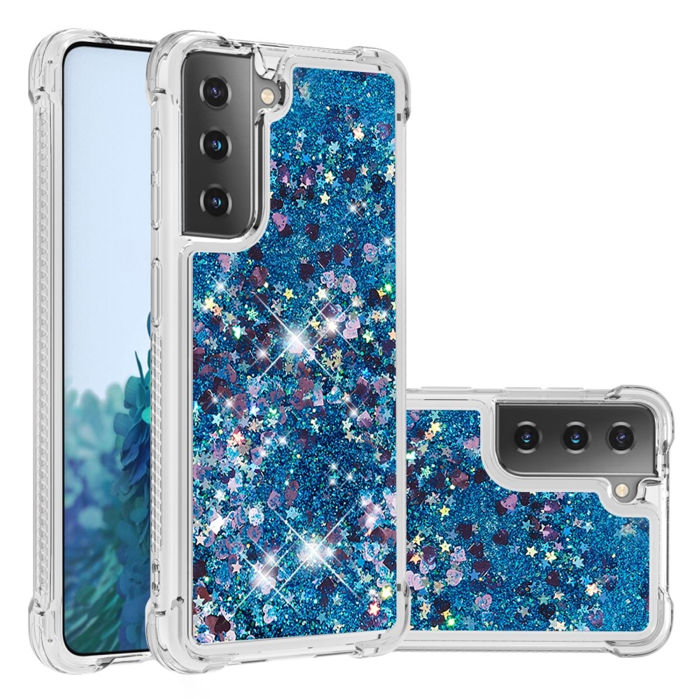 Samsung Galaxy S21 Glitter Powder TPU Case Sininen
