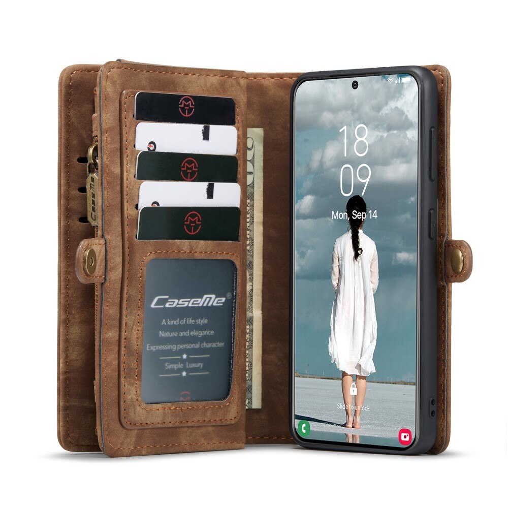 Multi-slot Suojakotelo Samsung Galaxy S21 FE Ruskea