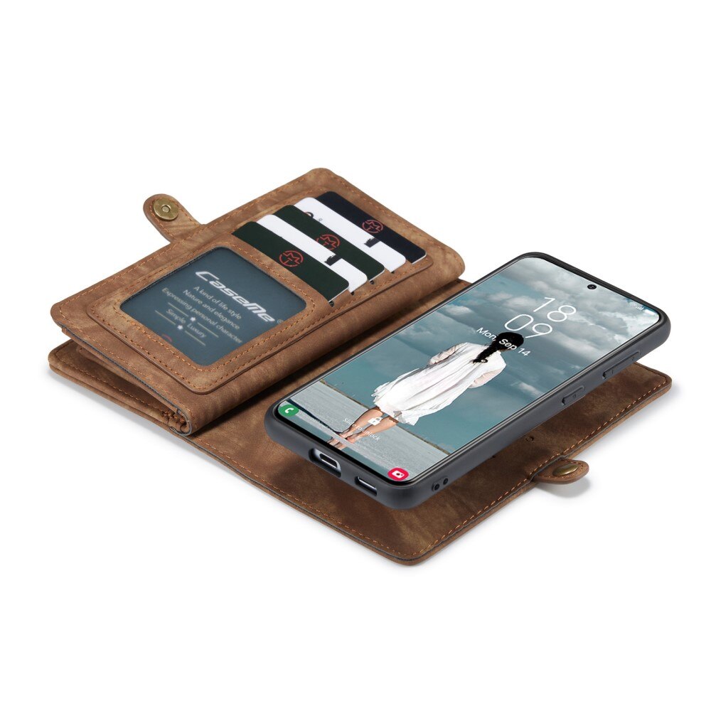 Multi-slot Suojakotelo Samsung Galaxy S21 FE Ruskea