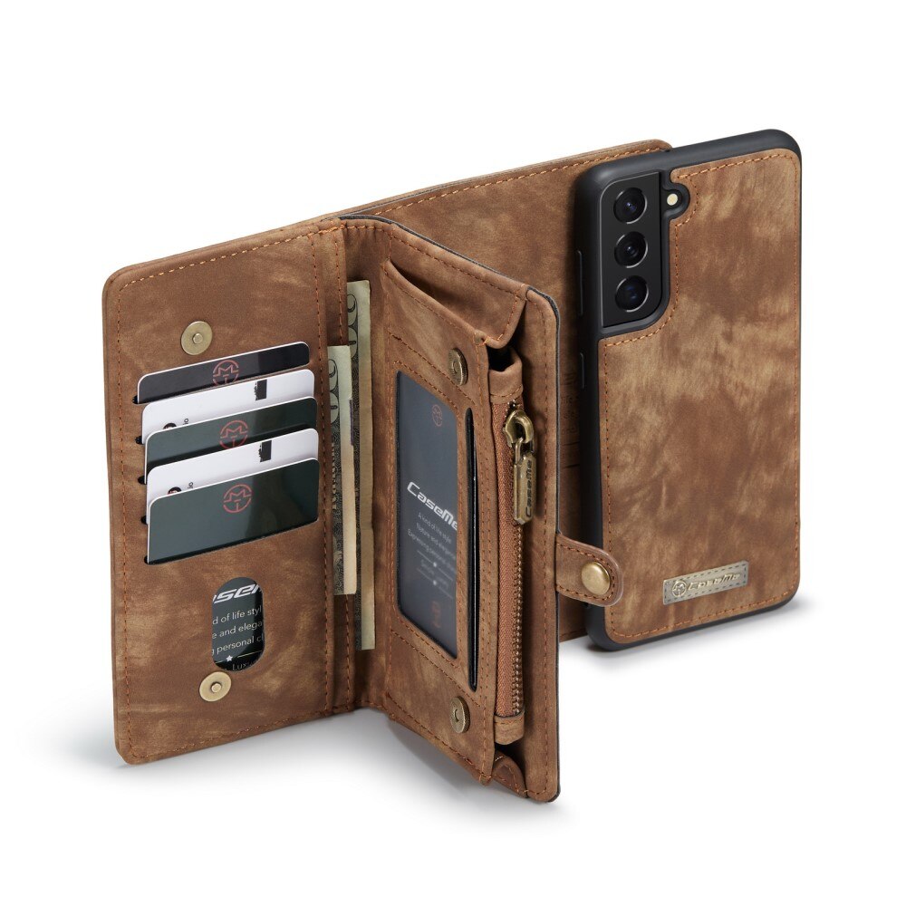 Multi-slot Suojakotelo Samsung Galaxy S21 FE Ruskea