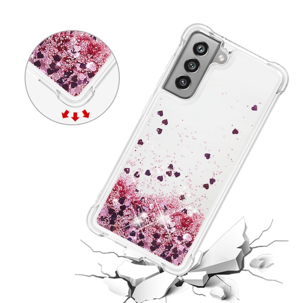 Glitter Powder TPU Kuori Samsung Galaxy S21 FE vaaleanpunainen