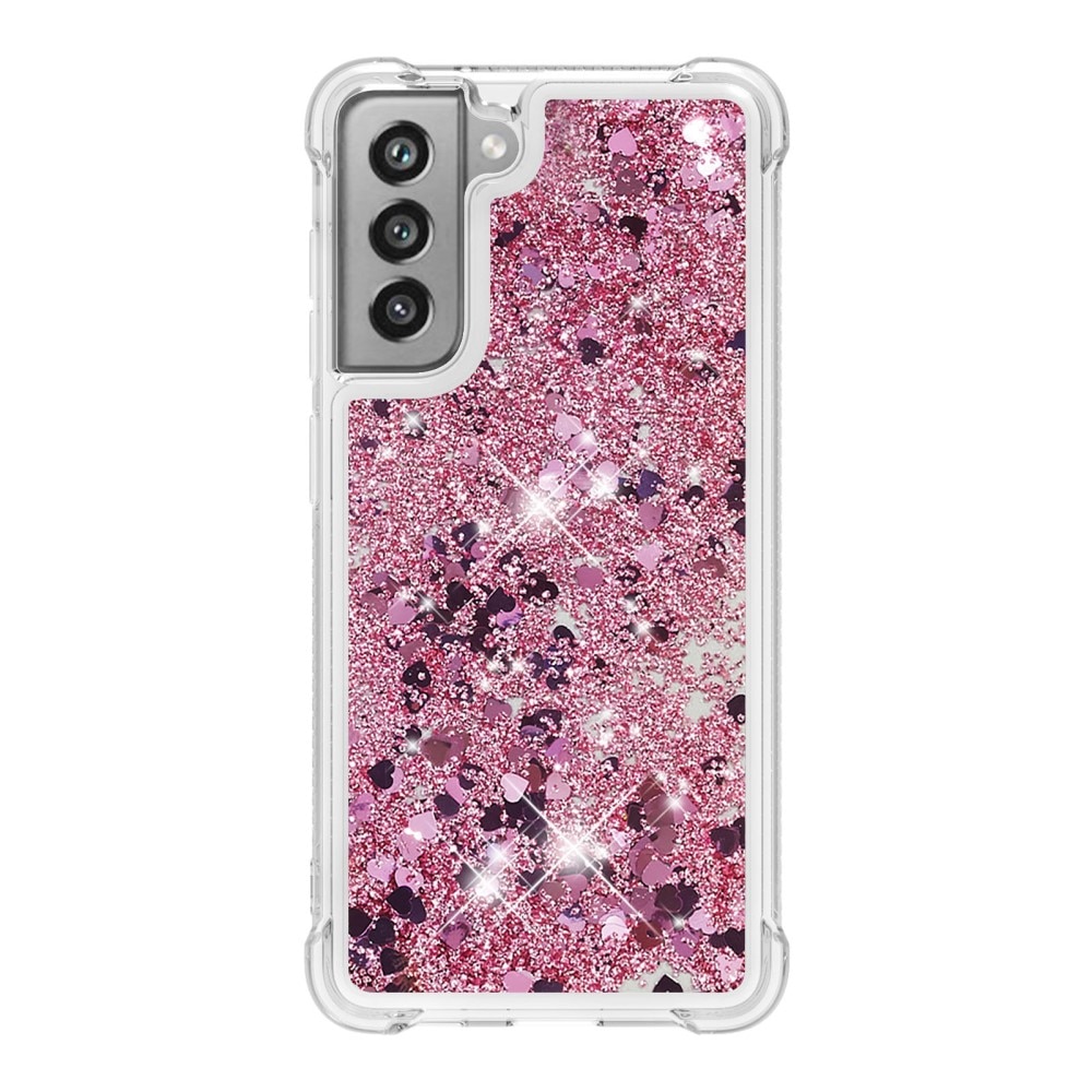 Glitter Powder TPU Kuori Samsung Galaxy S21 FE vaaleanpunainen