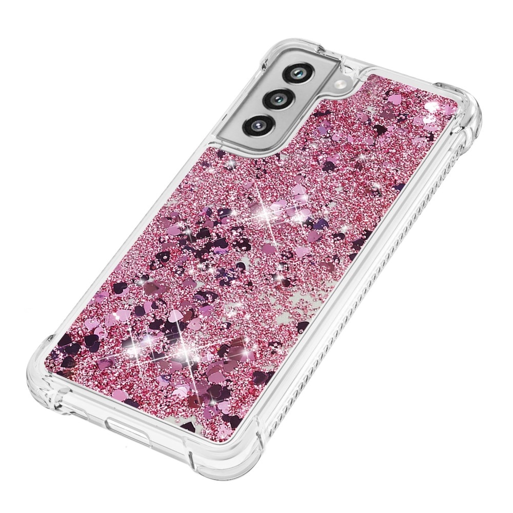 Glitter Powder TPU Kuori Samsung Galaxy S21 FE vaaleanpunainen