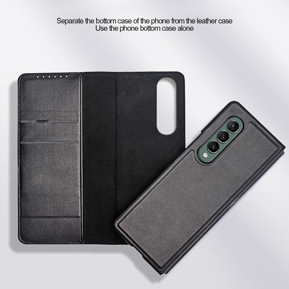 Aito Nahkakotelo Samsung Galaxy Z Fold 3 Musta