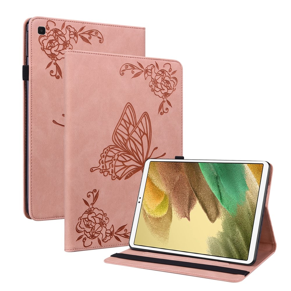 Nahkakotelo Perhonen Samsung Galaxy Tab A7 Lite vaaleanpunainen