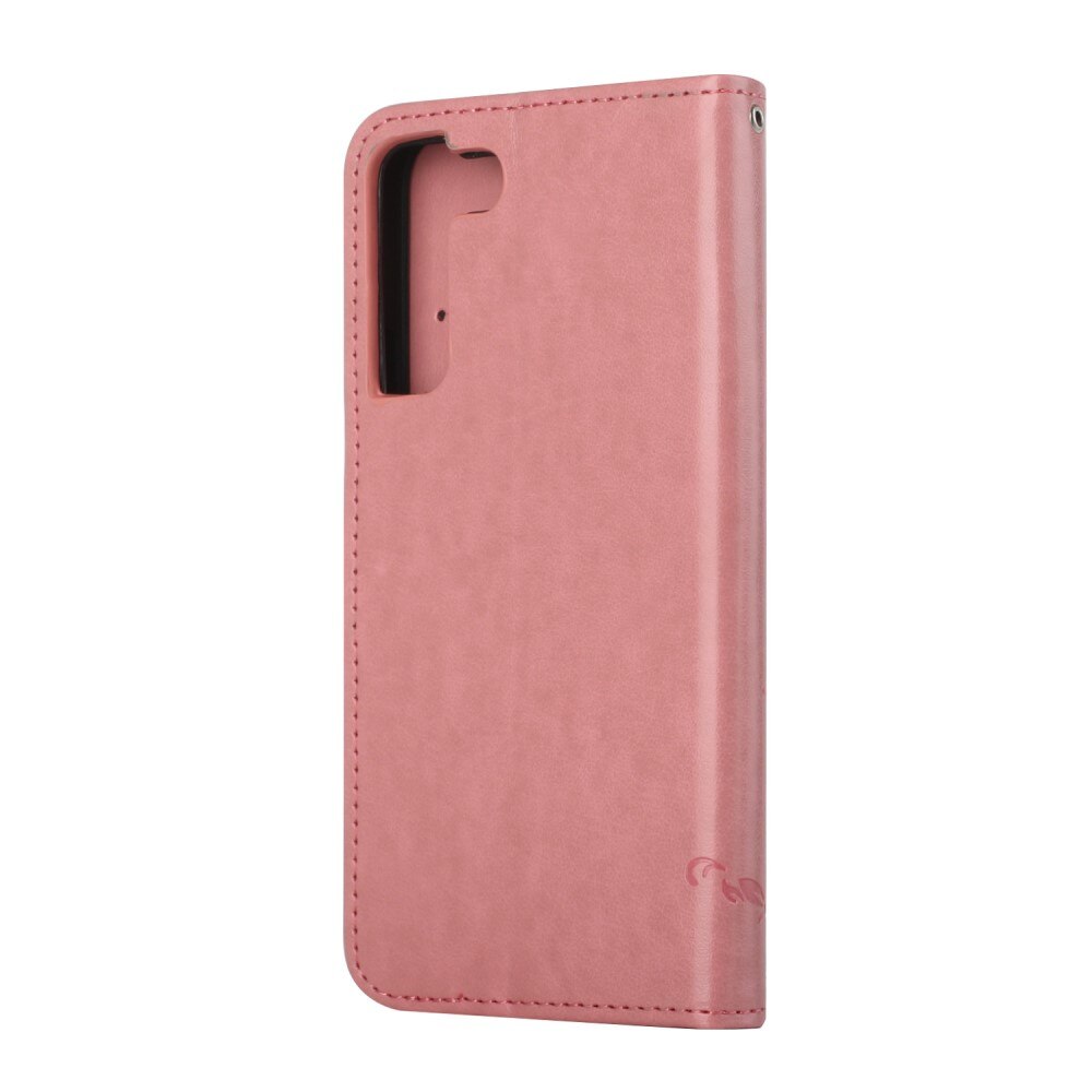 Nahkakotelo Perhonen Samsung Galaxy S22 Plus Vaaleanpunainen