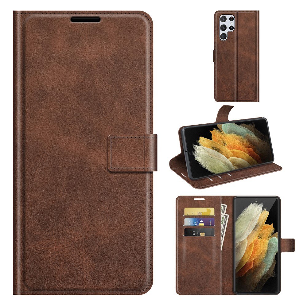 Leather Wallet Galaxy S22 Ultra Brown