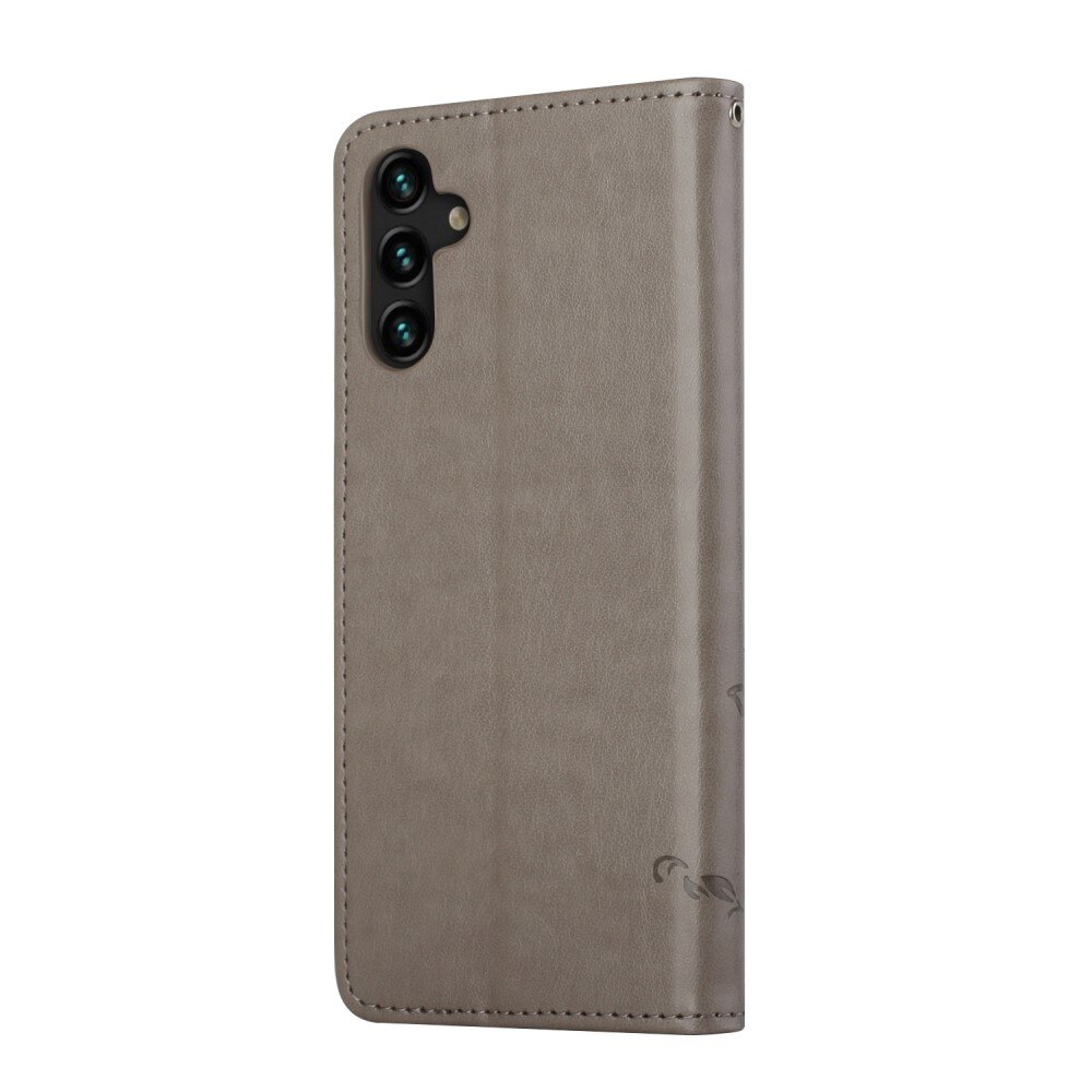 Nahkakotelo Perhonen Samsung Galaxy A04s Harmaa