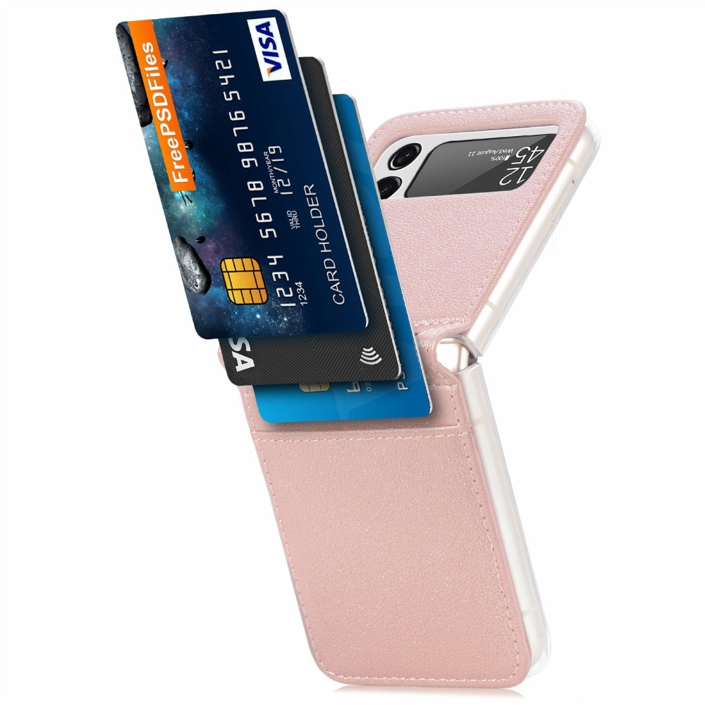 Slim Card Wallet Samsung Galaxy Z Flip 3 vaaleanpunainen