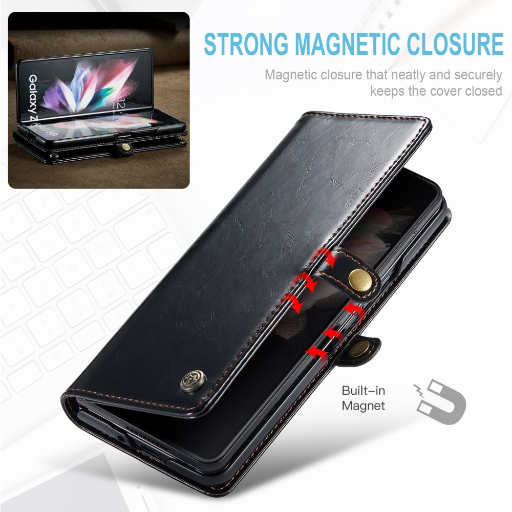 Leather Wallet Samsung Galaxy Z Fold 3 musta