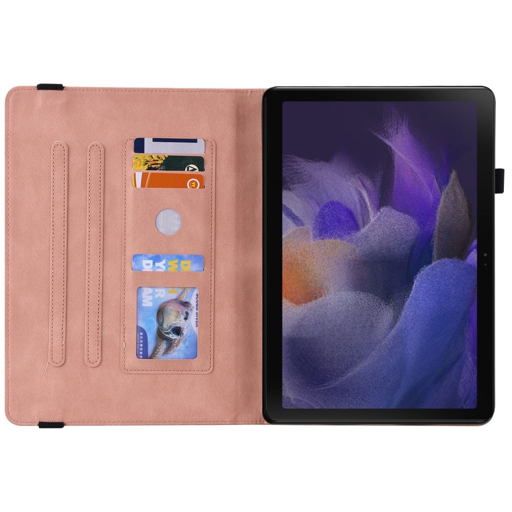Nahkakotelo Perhonen Samsung Galaxy Tab A8 10.5 vaaleanpunainen