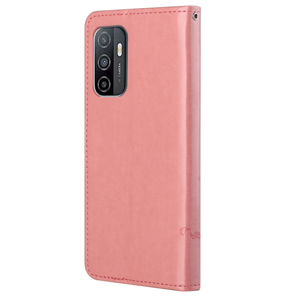 Nahkakotelo Perhonen Samsung Galaxy A33 vaaleanpunainen