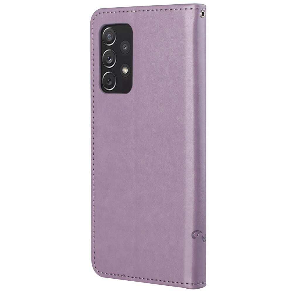 Nahkakotelo Perhonen Samsung Galaxy A73 5G Liila