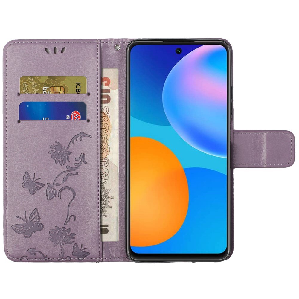 Nahkakotelo Perhonen Samsung Galaxy A73 5G Liila