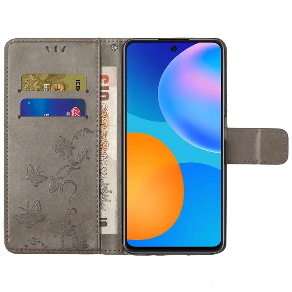 Nahkakotelo Perhonen Samsung Galaxy A73 5G Harmaa