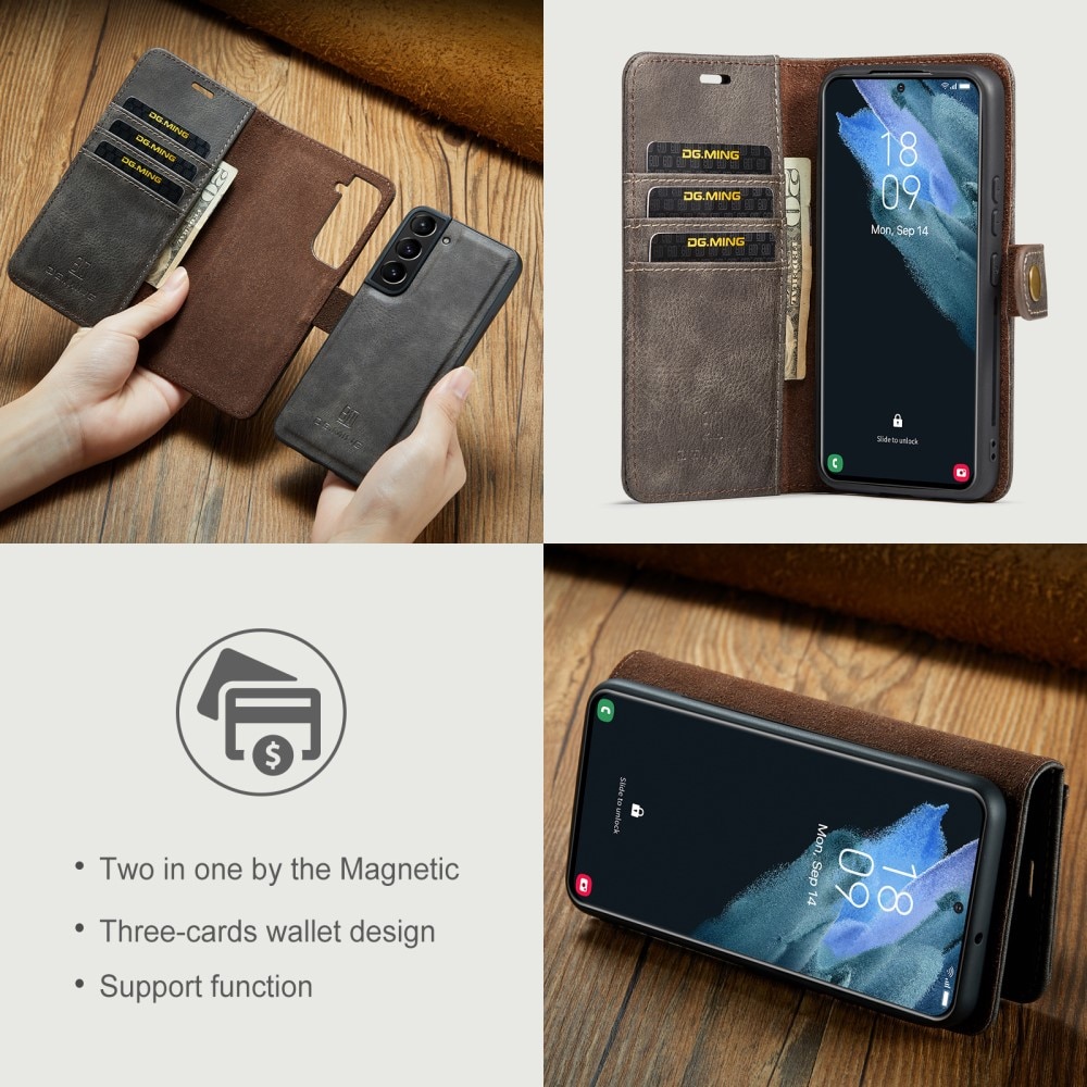 Magnet Wallet Samsung Galaxy S22 Plus Ruskea