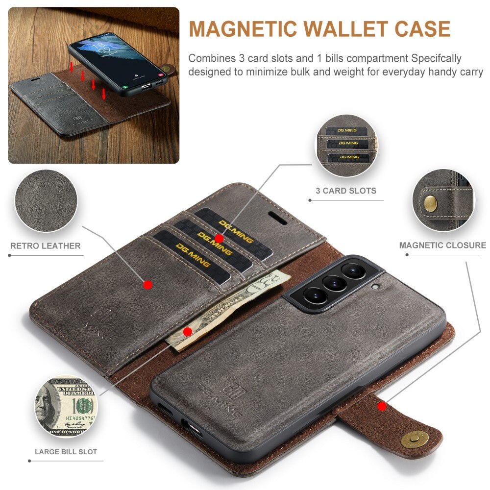 Magnet Wallet Samsung Galaxy S22 Plus Ruskea
