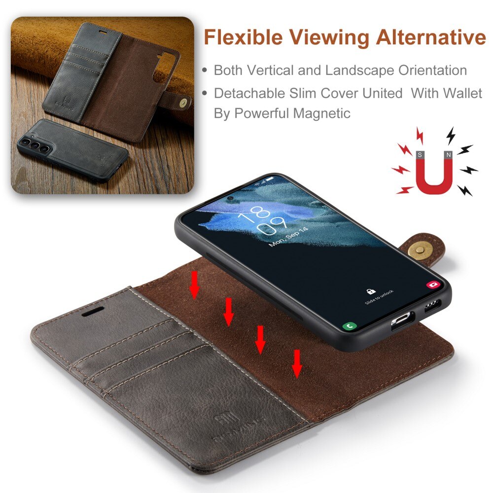 Magnet Wallet Samsung Galaxy S22 Plus Ruskea