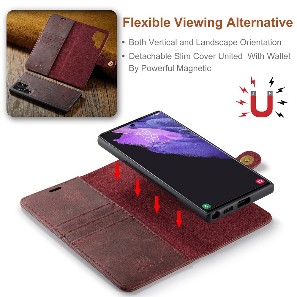 Magnet Wallet Samsung Galaxy S22 Ultra Punainen