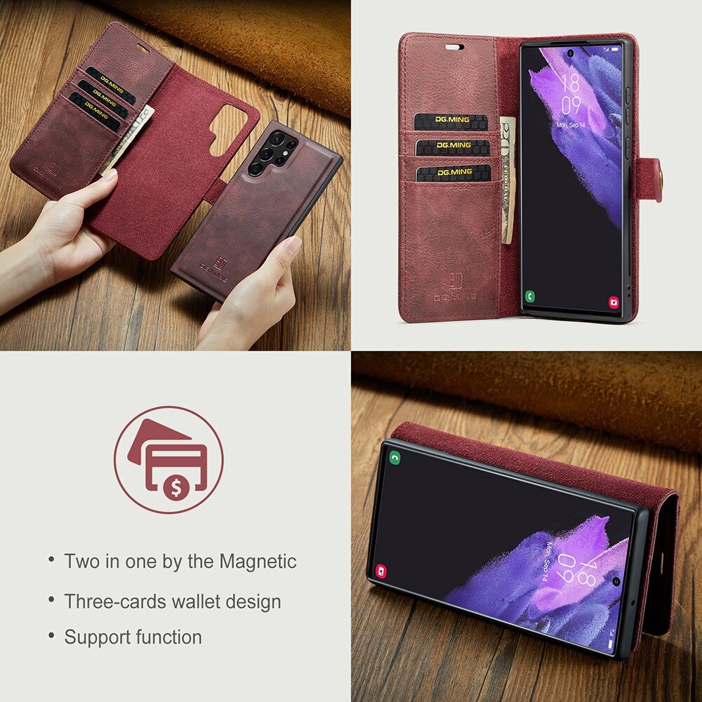 Magnet Wallet Samsung Galaxy S22 Ultra Punainen