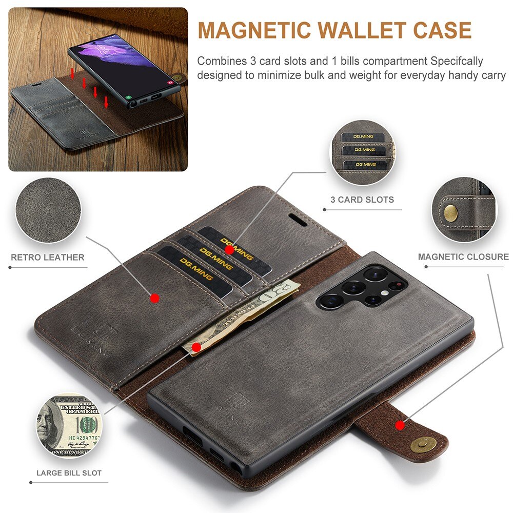 Magnet Wallet Samsung Galaxy S22 Ultra Ruskea