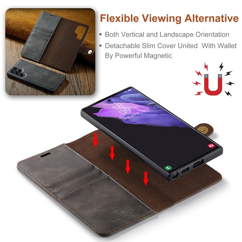 Magnet Wallet Samsung Galaxy S22 Ultra Ruskea