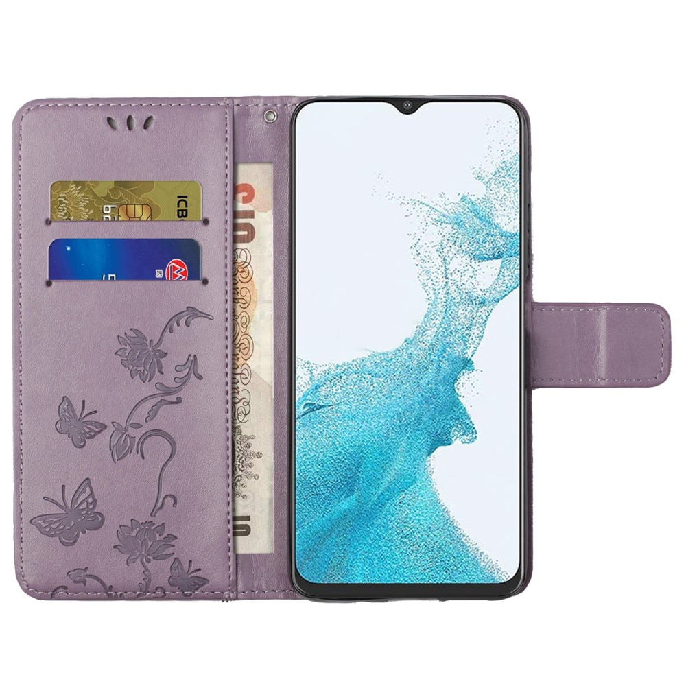 Nahkakotelo Perhonen Samsung Galaxy A23 Liila