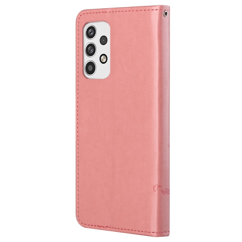 Nahkakotelo Perhonen Samsung Galaxy A23 vaaleanpunainen