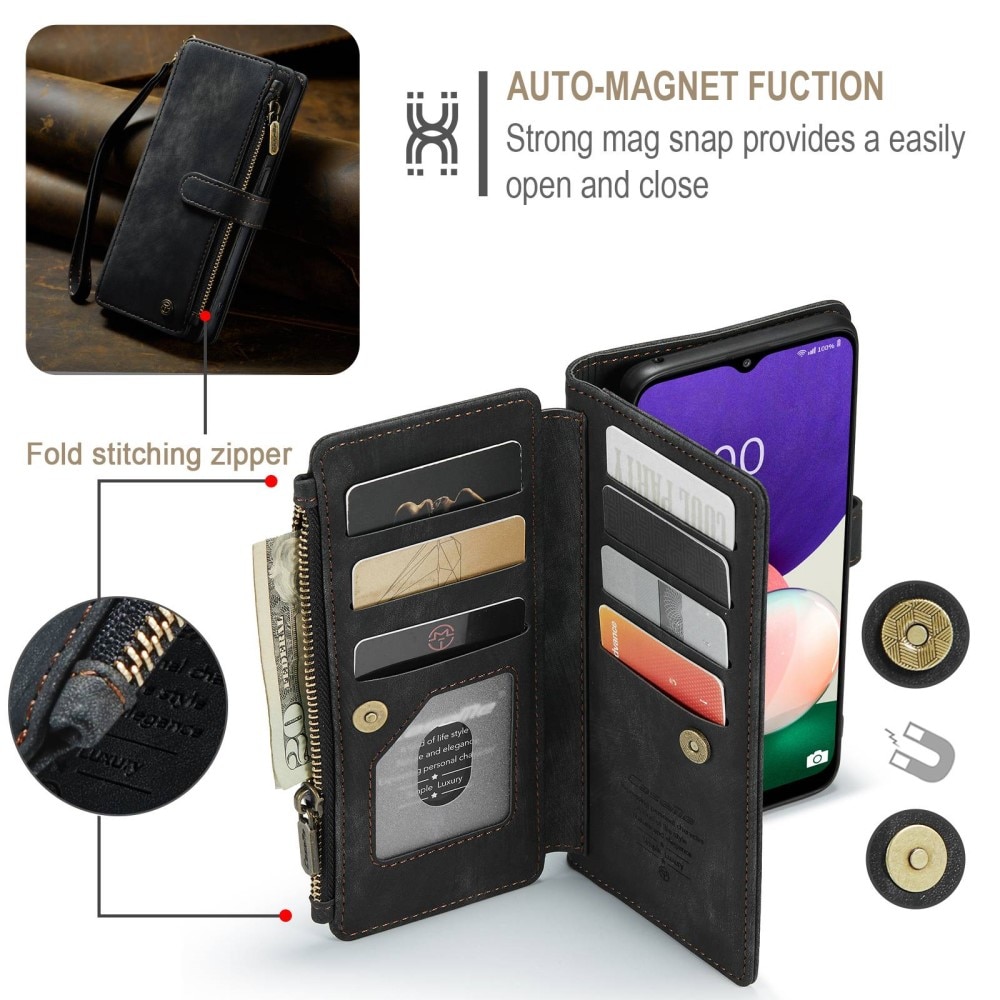 Zipper Wallet Samsung Galaxy A22 5G musta