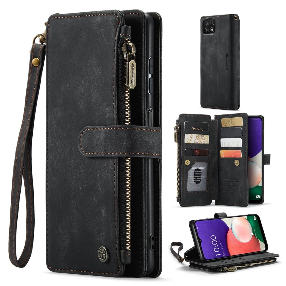 Zipper Wallet Samsung Galaxy A22 5G musta