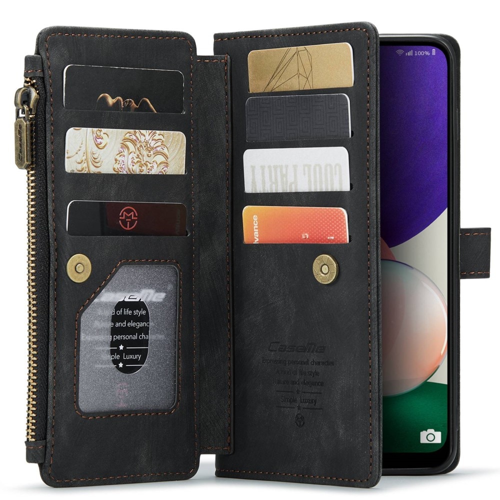 Zipper Wallet Samsung Galaxy A22 5G musta