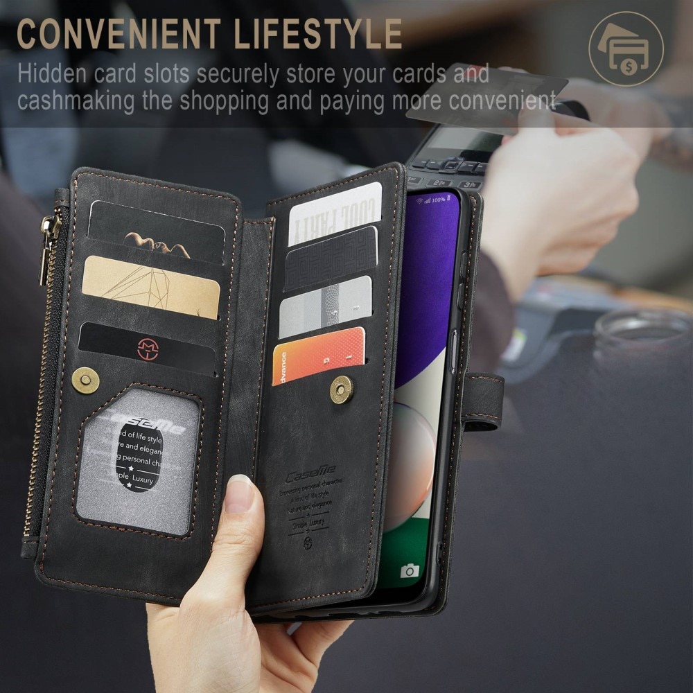 Zipper Wallet Samsung Galaxy A22 5G musta