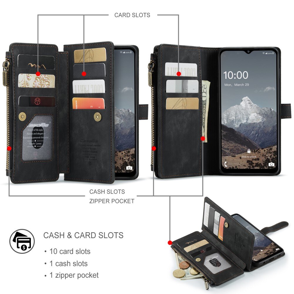 Zipper Wallet Samsung Galaxy A04s Musta