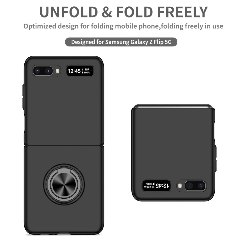 Samsung Galaxy Z Flip Kuori magneettinen rengaspidikkeellä musta