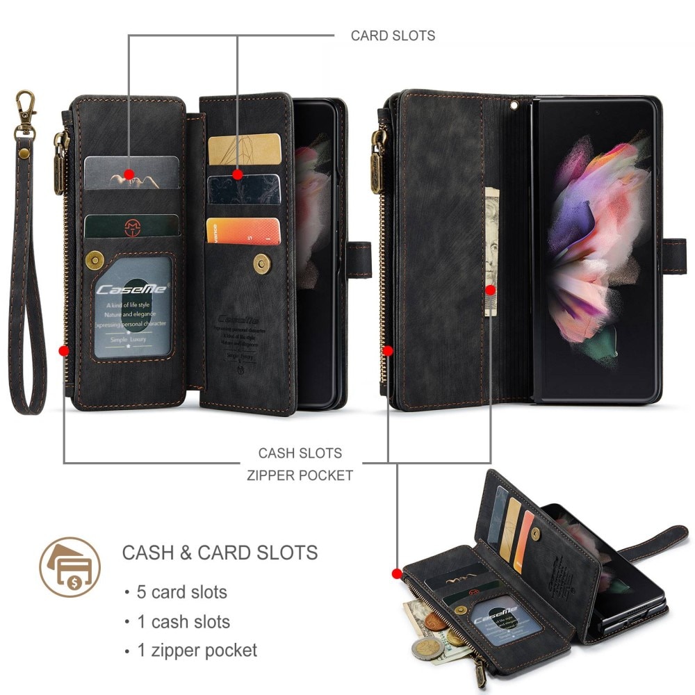 Zipper Wallet Samsung Galaxy Z Fold 3 musta