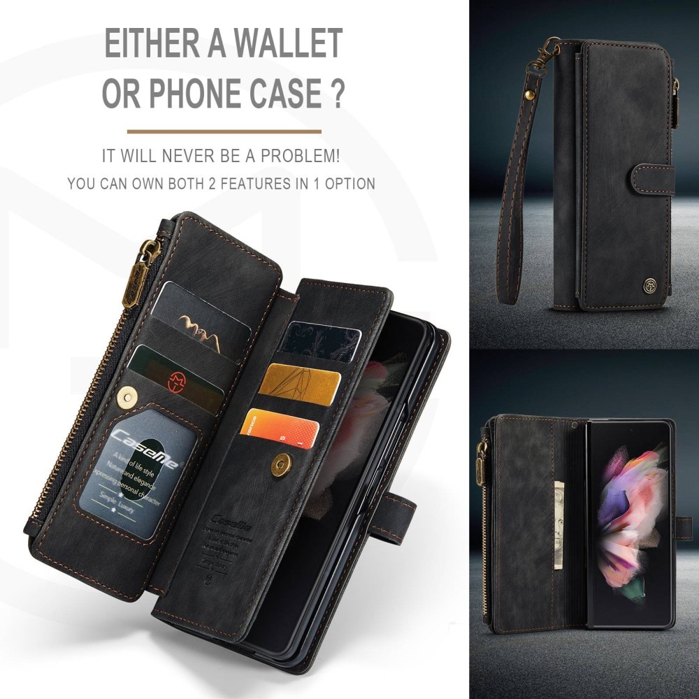 Zipper Wallet Samsung Galaxy Z Fold 3 musta