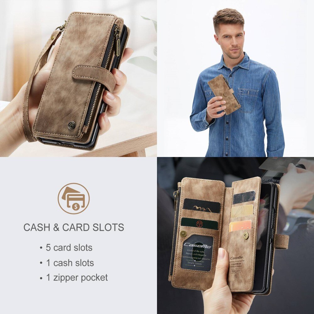 Zipper Wallet Samsung Galaxy Z Fold 3 ruskea