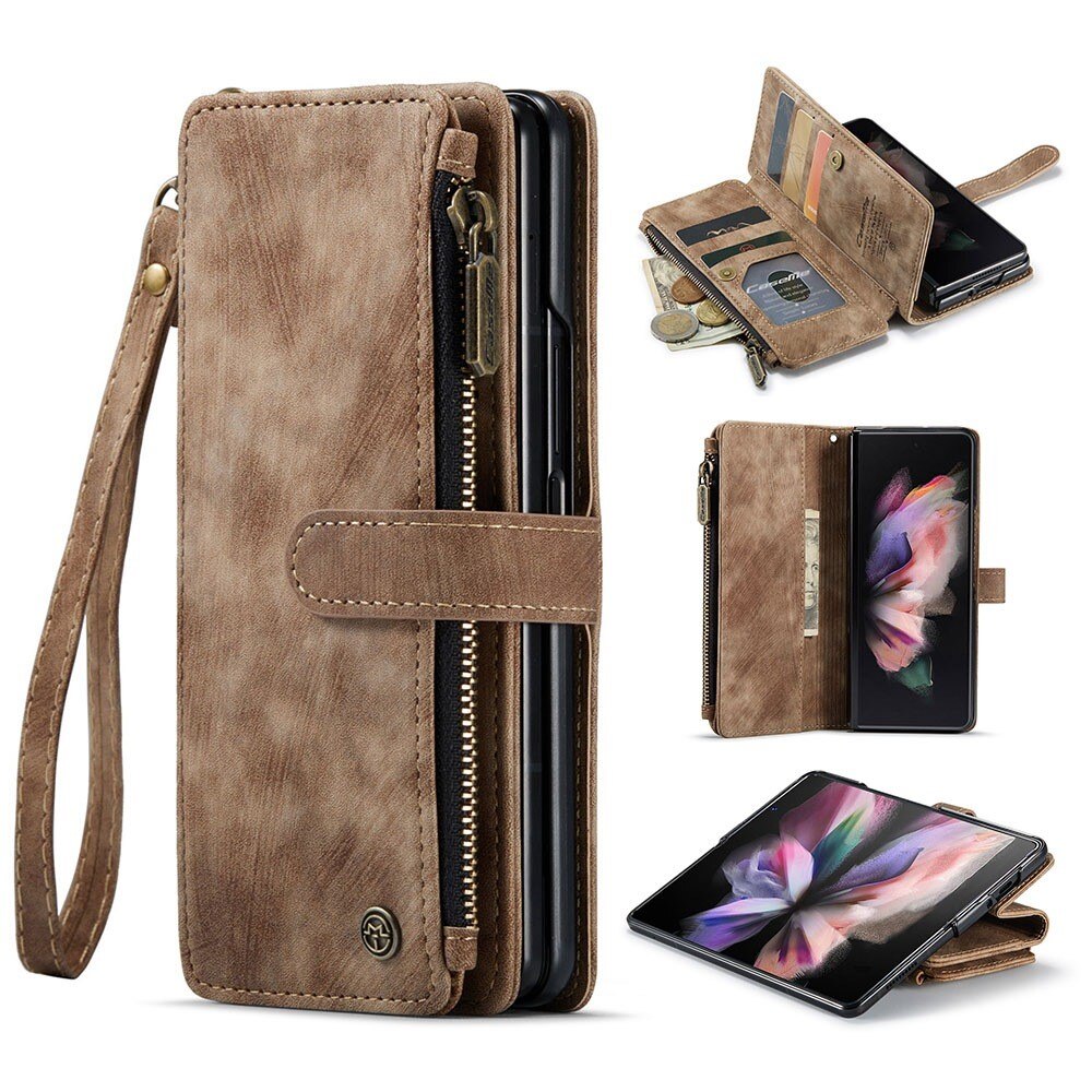 Zipper Wallet Samsung Galaxy Z Fold 3 ruskea