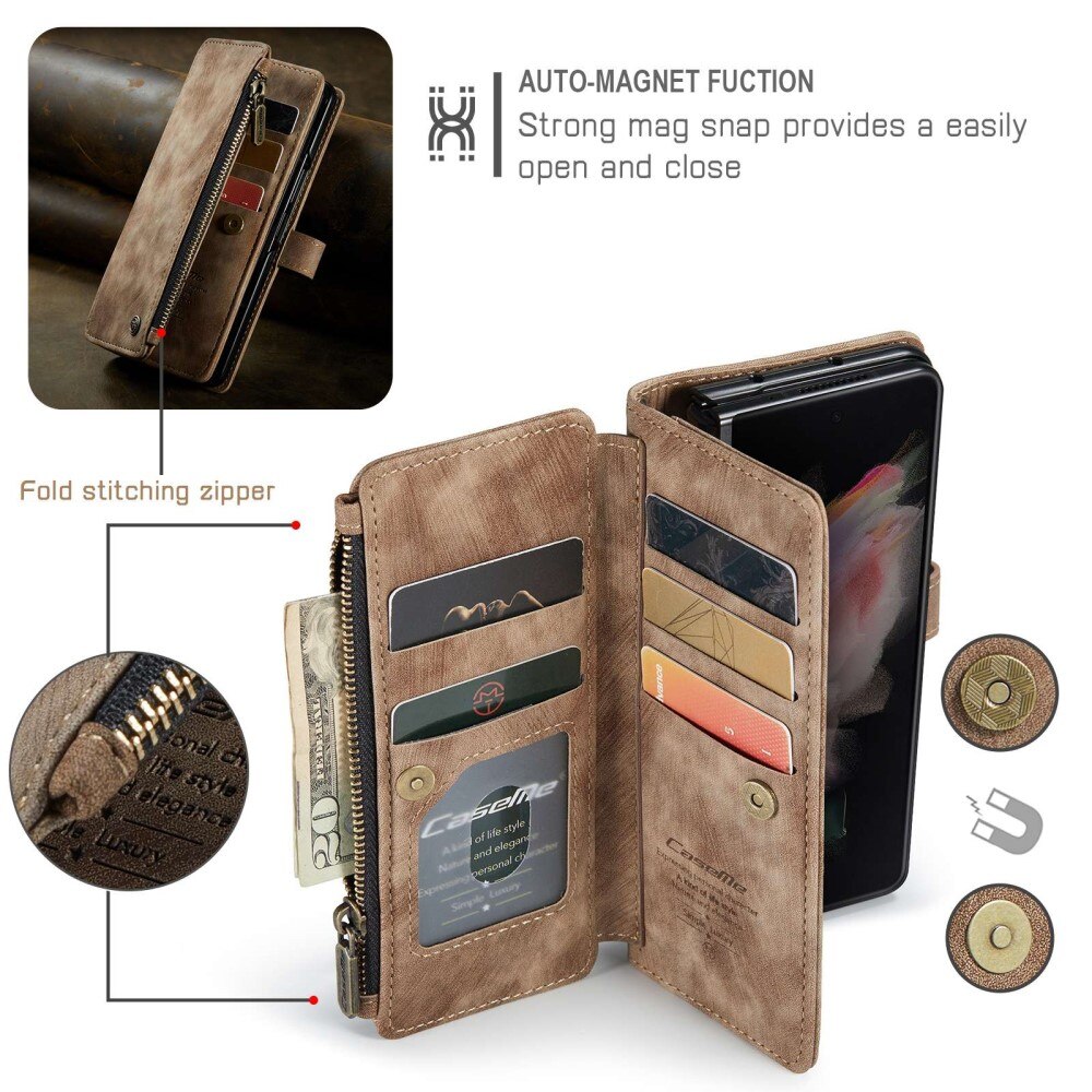 Zipper Wallet Samsung Galaxy Z Fold 3 ruskea