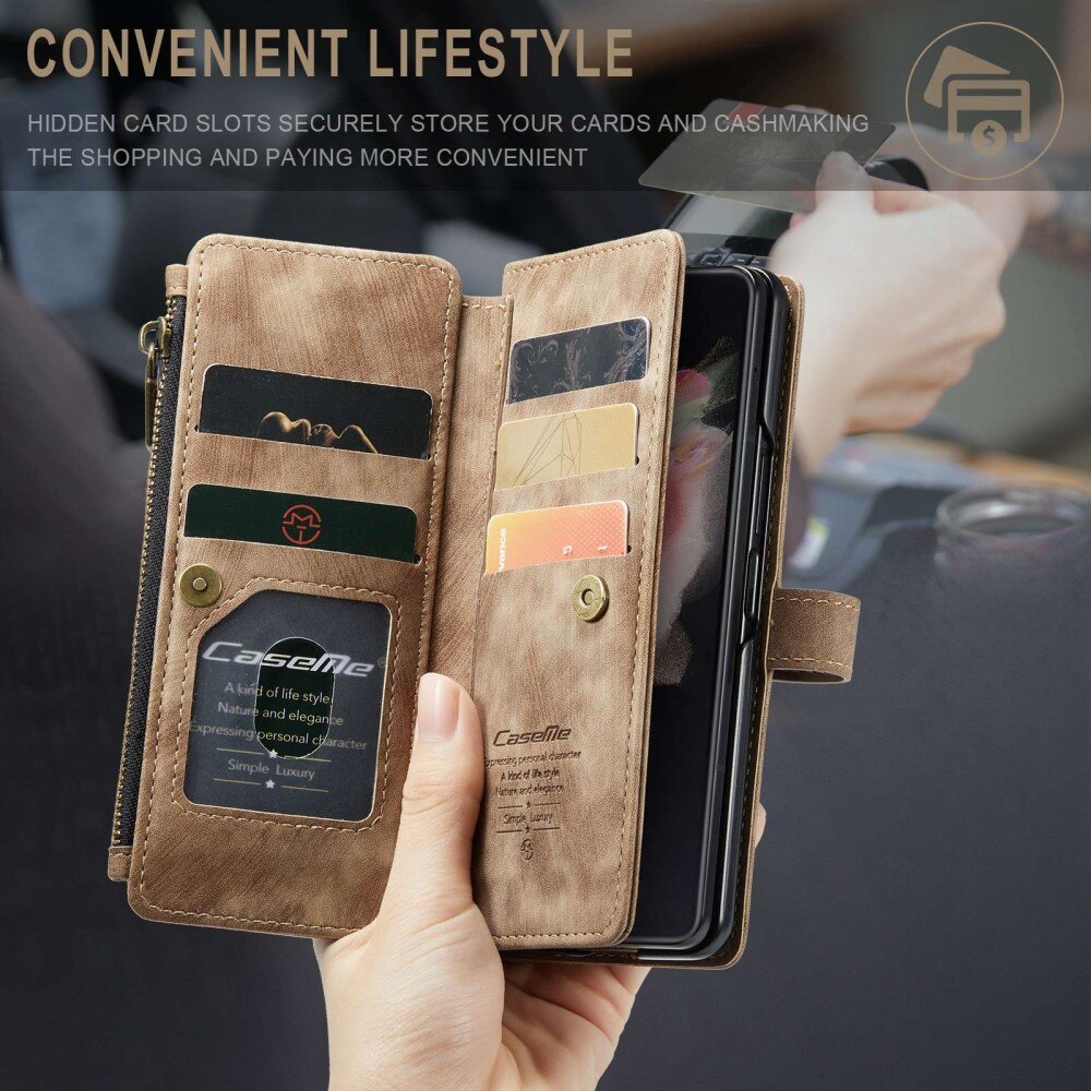 Zipper Wallet Samsung Galaxy Z Fold 3 ruskea