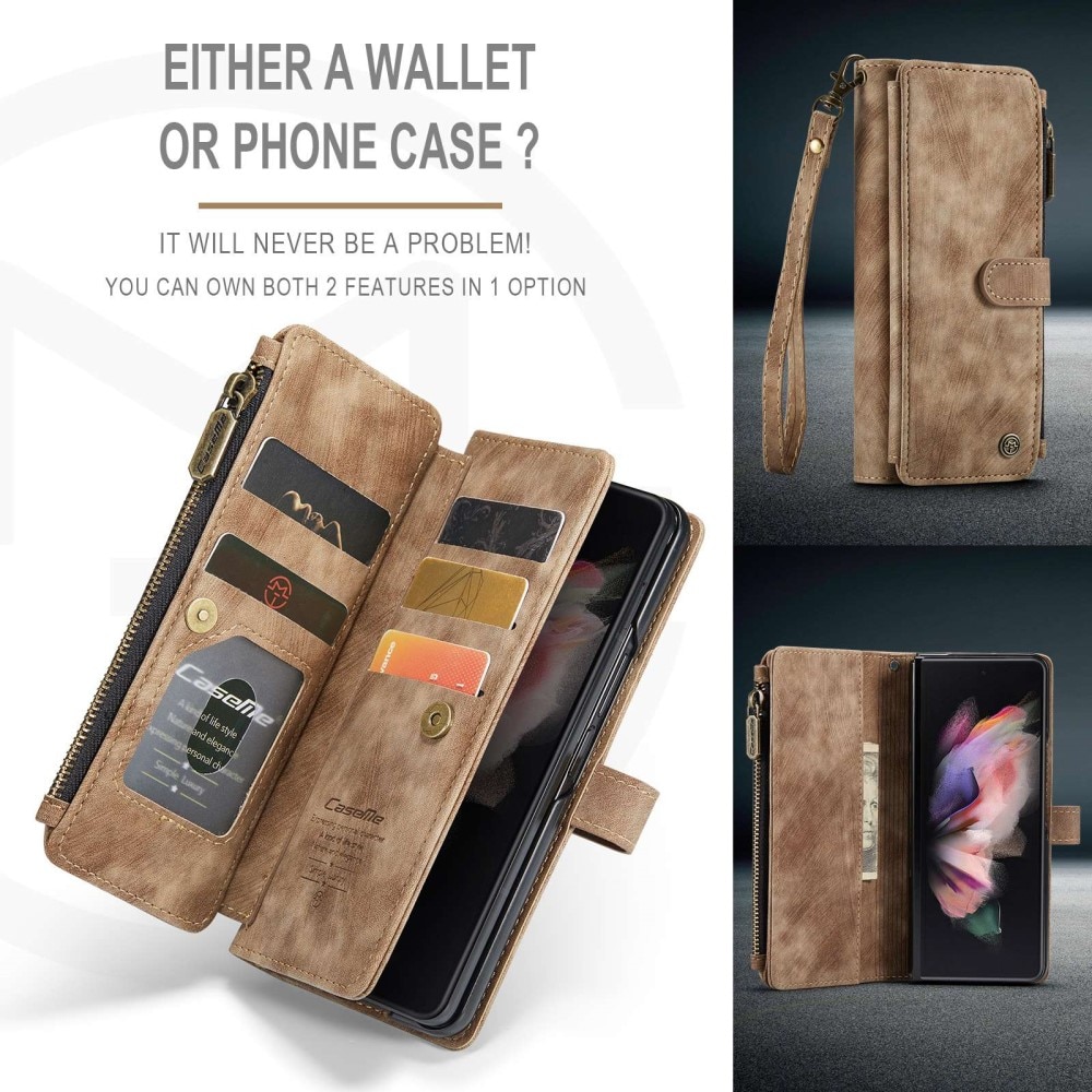 Zipper Wallet Samsung Galaxy Z Fold 3 ruskea