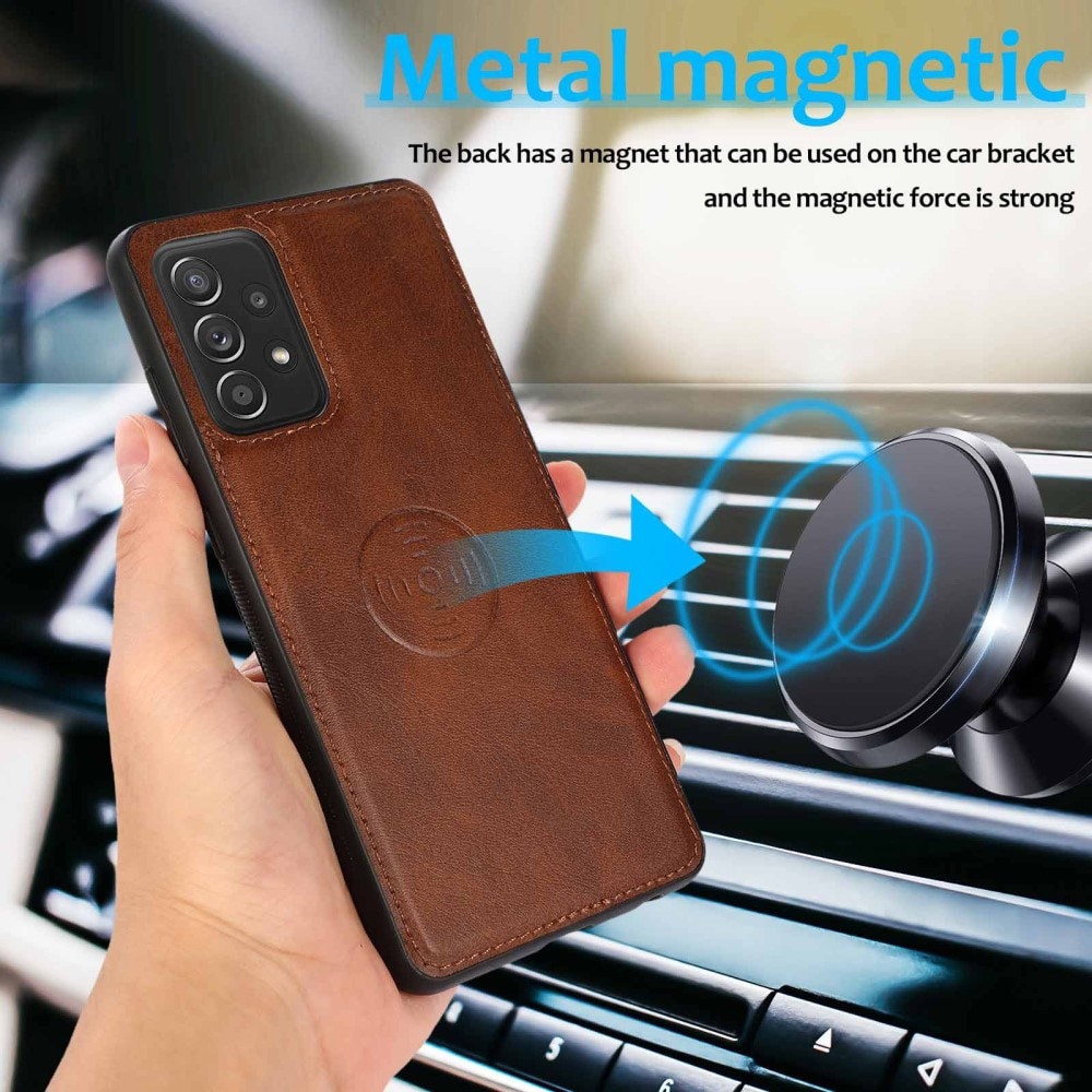 Magneettinen lompakko Samsung Galaxy A53 ruskea
