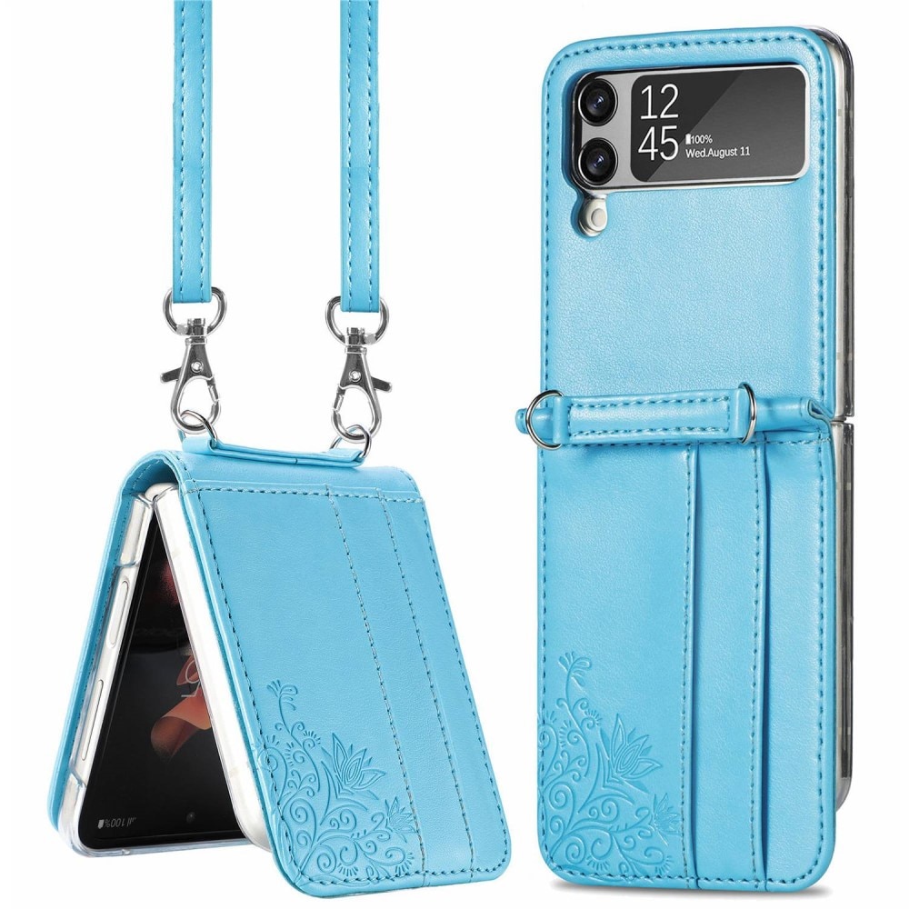 Nahkakotelo Perhonen Samsung Galaxy Z Flip 4 sininen