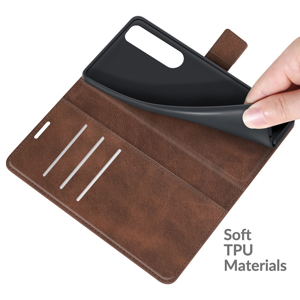 Leather Wallet Sony Xperia 5 III Brown