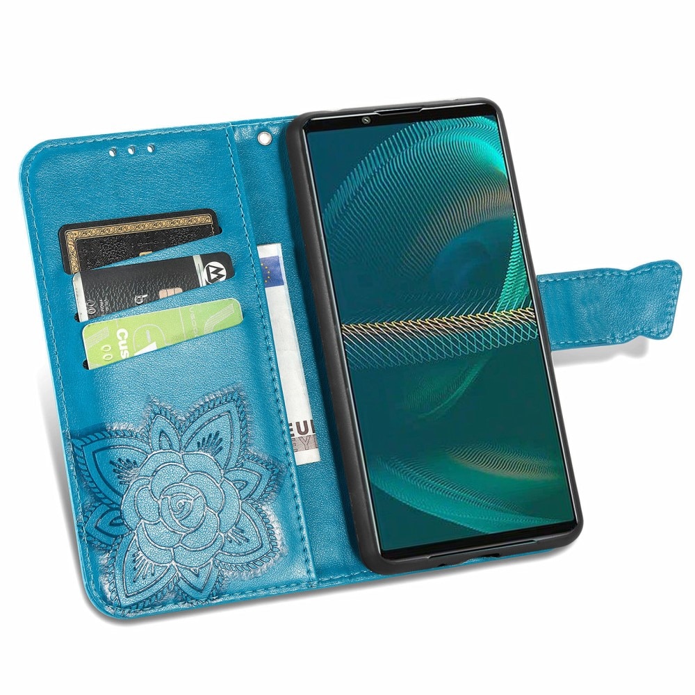 Nahkakotelo Perhonen Sony Xperia 5 III sininen