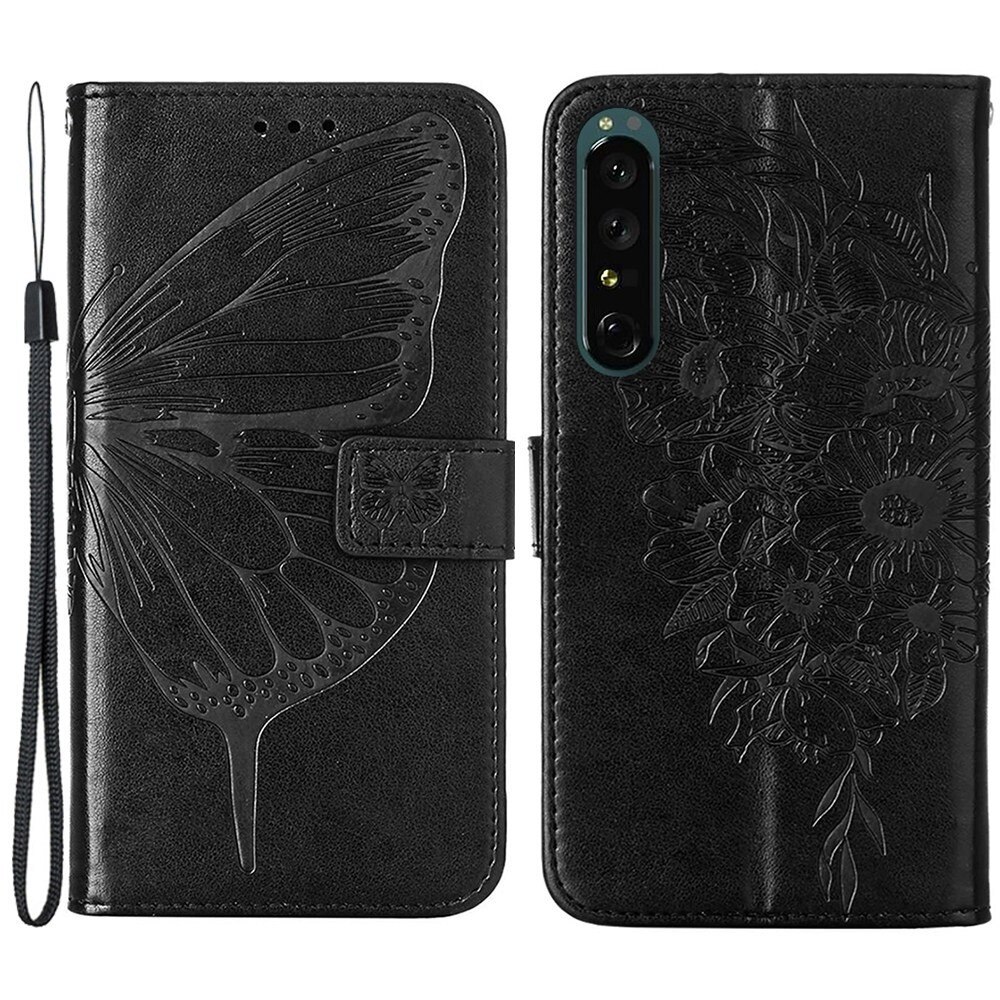 Nahkakotelo Perhonen Sony Xperia 1 IV Musta