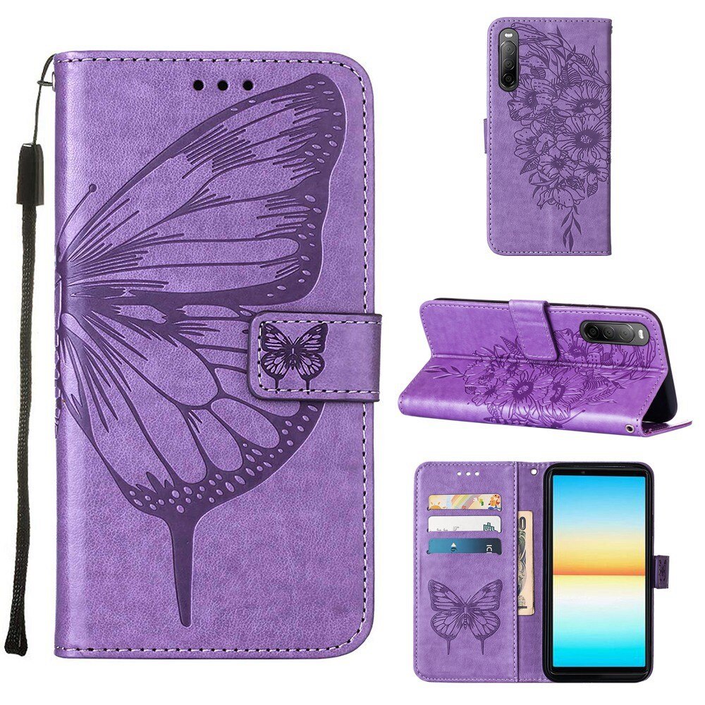 Nahkakotelo Perhonen Sony Xperia 10 IV Liila